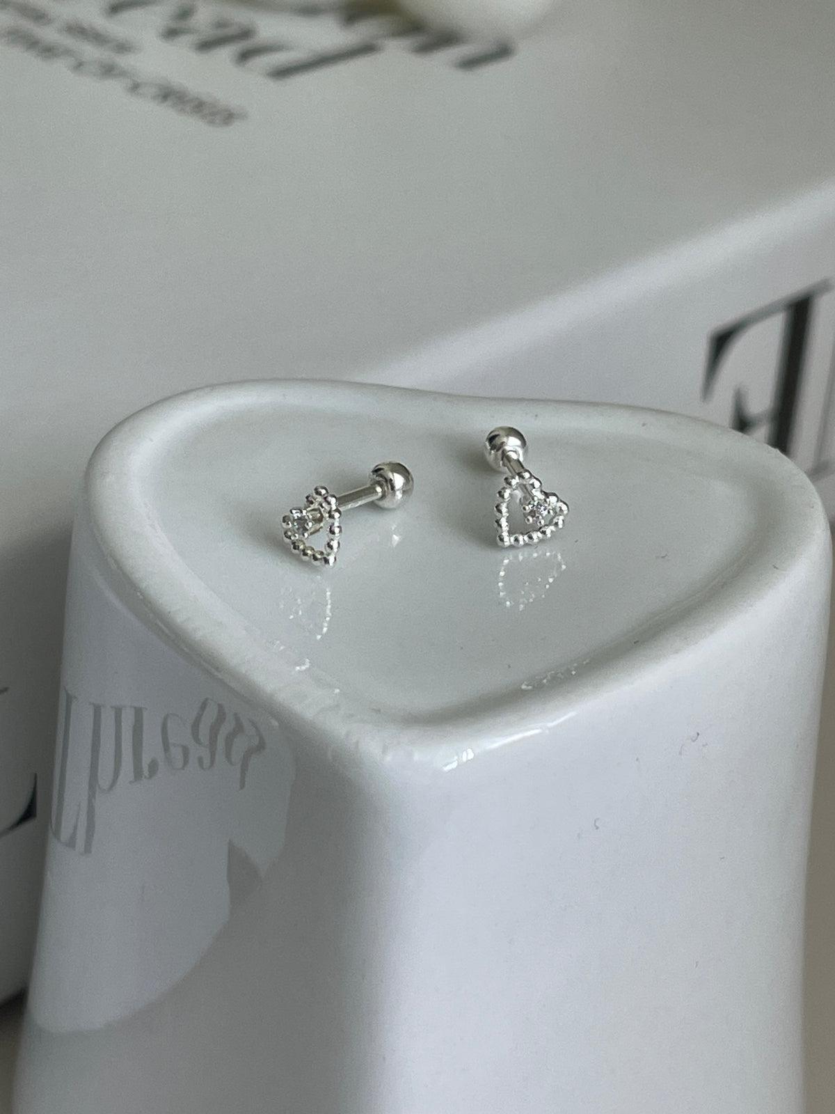 (925 silver) Crystal heart piercing