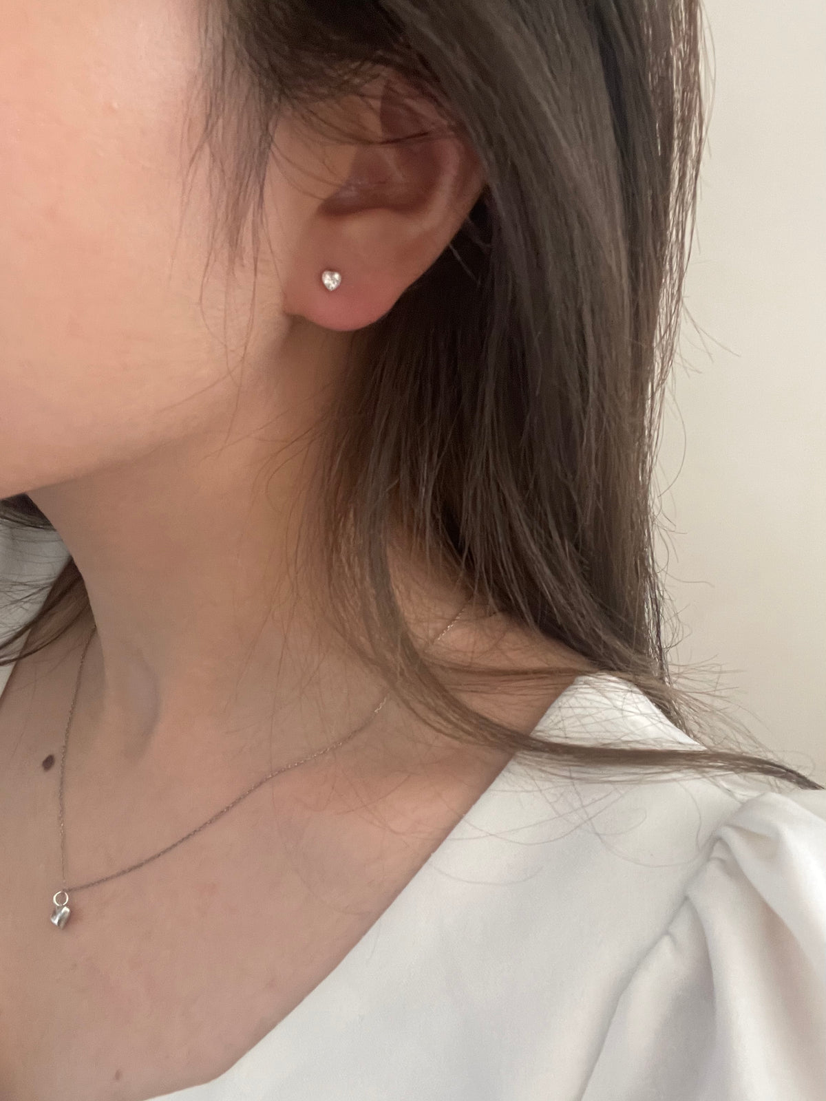 (925 Silver) Chubby heart piercing🤍