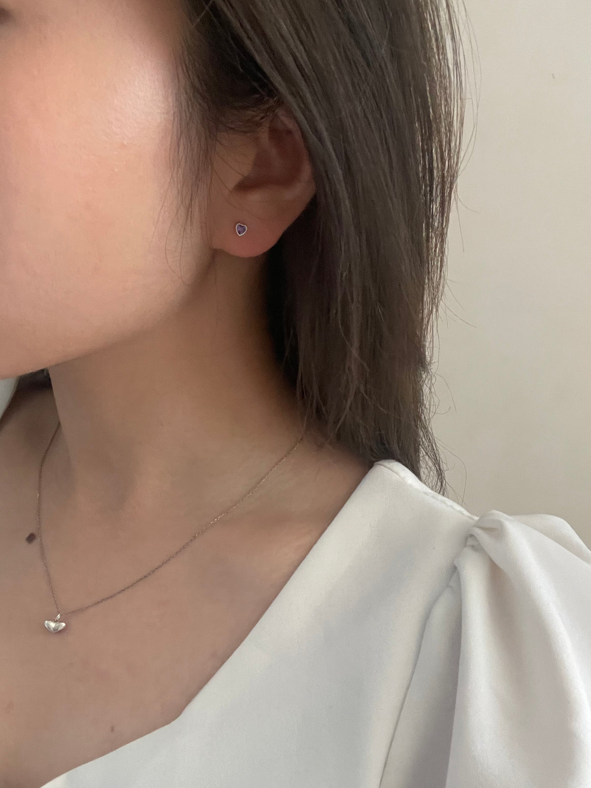 (925 Silver) Chubby heart piercing🤍