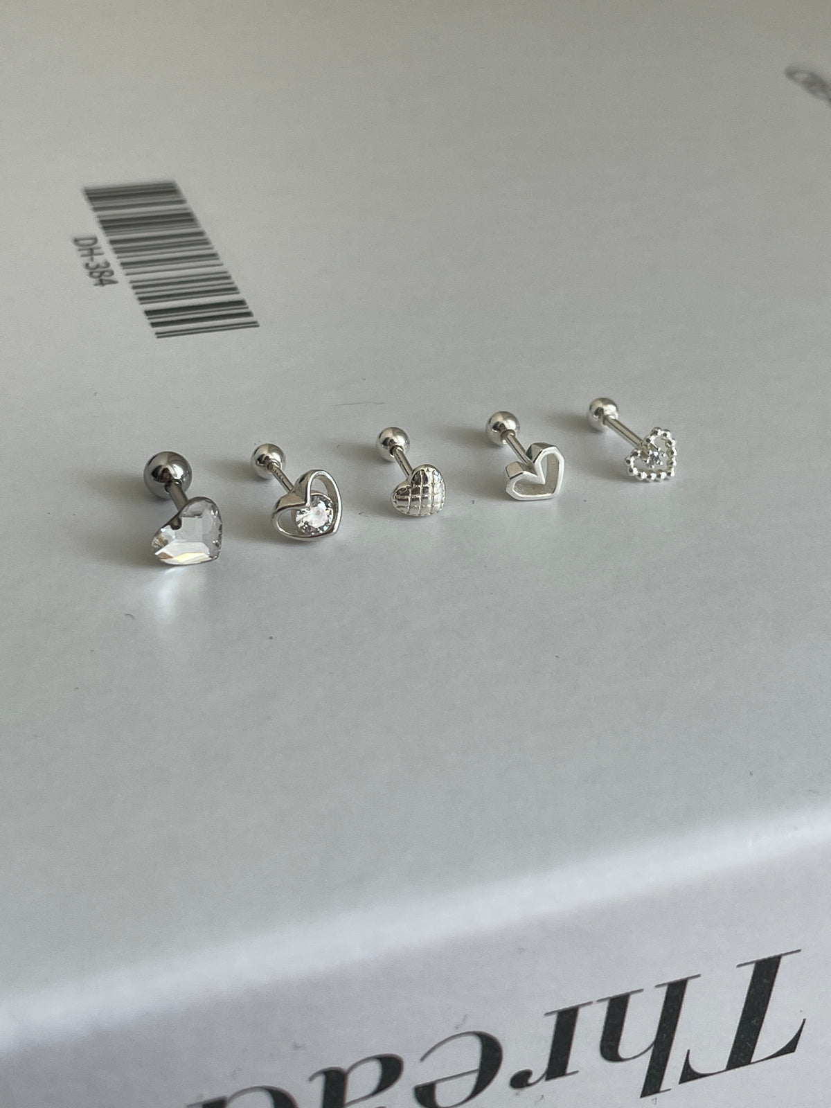 (925 silver) Crystal heart piercing